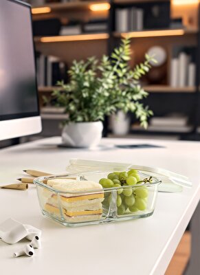 Resim Fresco Cam Bölmeli Saklama Kabı