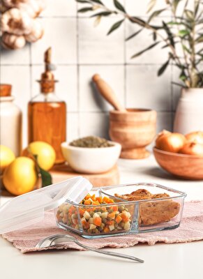 Resim Fresco Cam Bölmeli Saklama Kabı